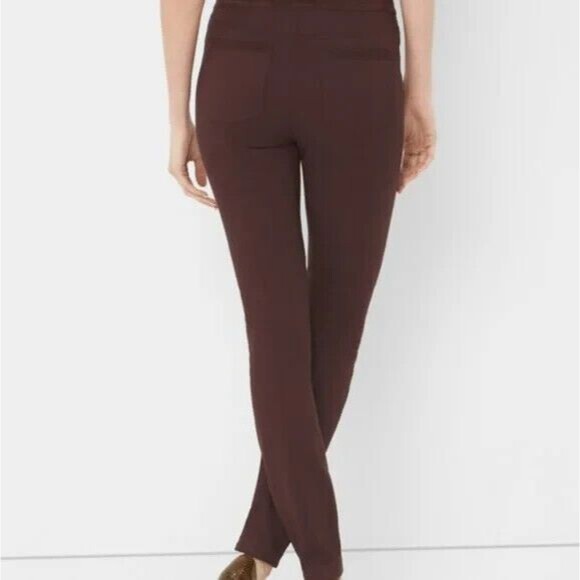 WHBM Genuine Suede & Ponte Knit The Legging  Women's 4  Side Zip Mid-Rise Brown - Picture 13 of 14